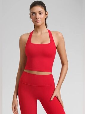 NWT CRZ YOGA Red Square Neck Tank Top